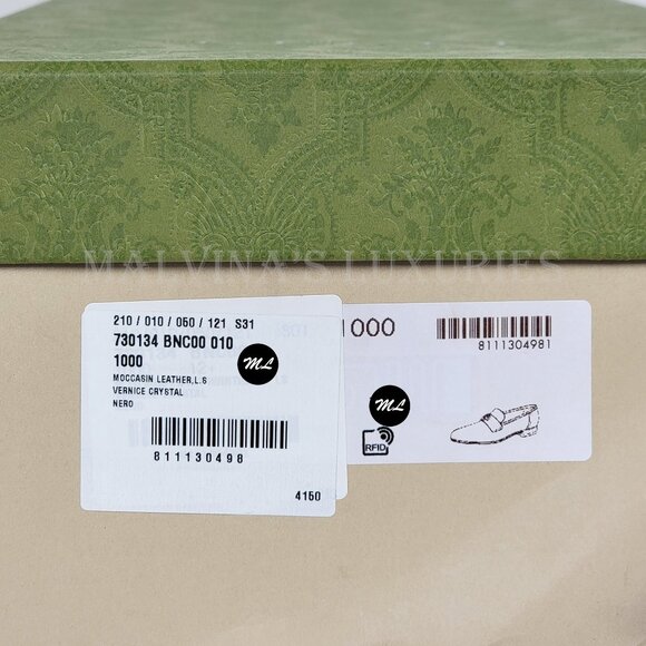 GUCCI SHOES MENS LOAFERS INTERLOCKING G LOGO BLACK LEATHER sz 12.5 US 13 - Picture 16 of 16